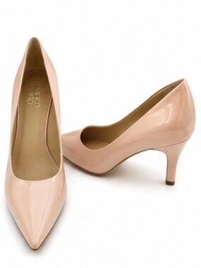 Franco Sarto Blush Pink Patent Pointed Toe Mid Heel Pump 9.5